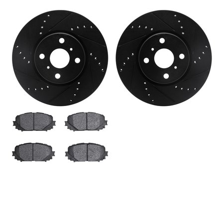 DYNAMIC FRICTION CO 8302-76176, Rotors-Drilled and Slotted-Black with 3000 Series Ceramic Brake Pads, Zinc Coated 8302-76176